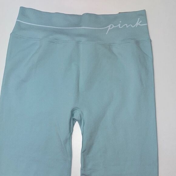 🔥PINK Victoria's Secret Blue High-Waisted full length Leggings Sz XL New - Picture 3 of 7